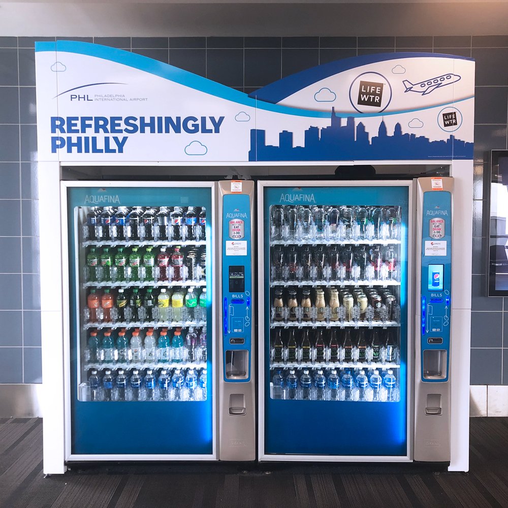 Refreshingly Philly vending encasement at Philadelphia International Airport